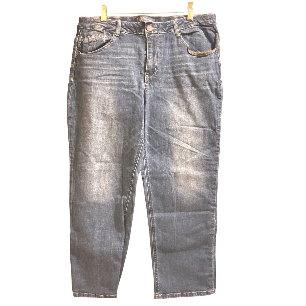 Democracy Blue Stretch Jeans Womens 14 Straight Cropped Ankle Denim Flex-Cellent